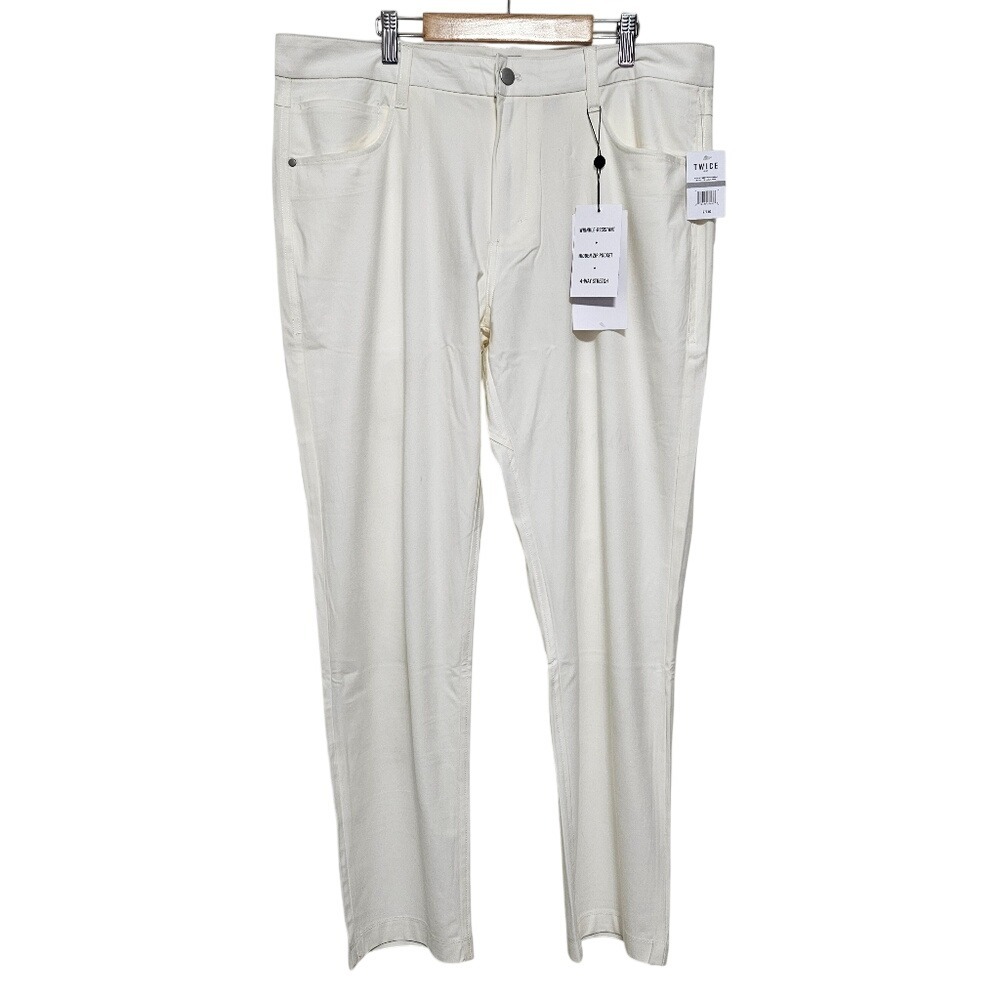 NWT Twice Mens Stretch 5-Pocket Golf Pants 34x30 Ivory MSRP‎ $72